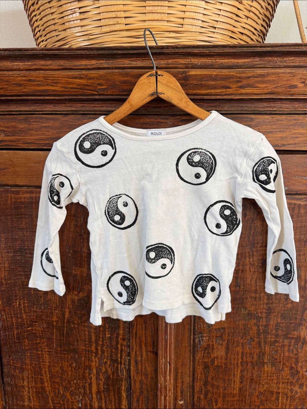 Roux Cotton small business maker Kids White Long-Sleeve Yin Yang Graphic Tee 5T